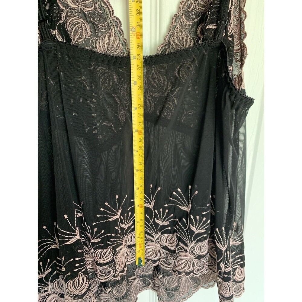 Cacique cami lingerie black lace sheer embroidered stretch 14/16 - Picture 16 of 16
